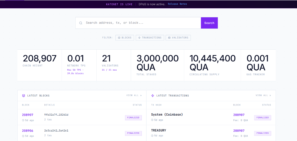 QuantaChain Katenet is Live: Building the Post Quantum Blockchain for Autonomous AI Agents